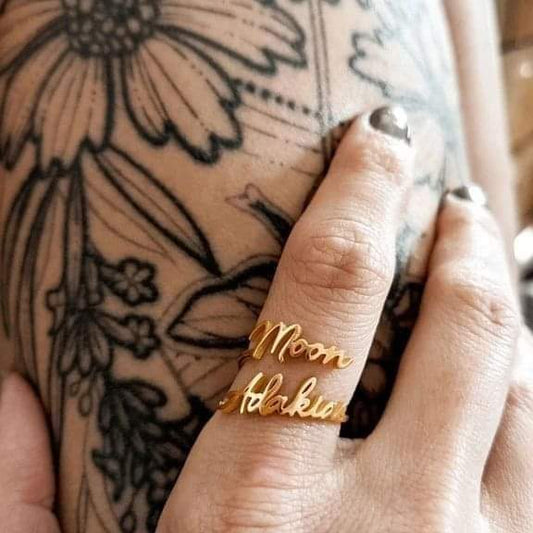 Personalized Double Name Ring