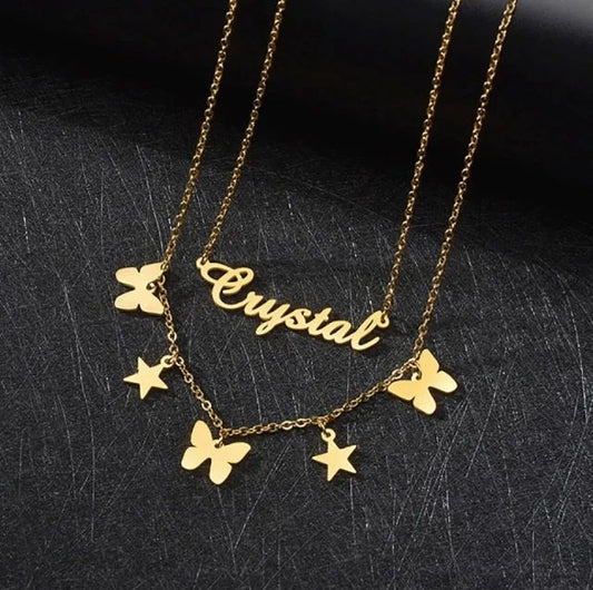 Double Chain Customize Name Necklace